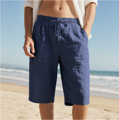 Men's Chino Shorts Knee Length Pull-On Beige - VibreMode