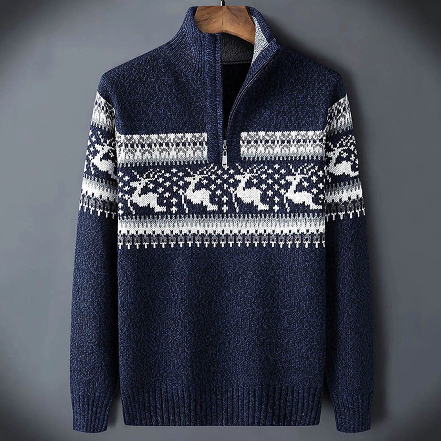 Men's Patterned Quarter Zip Sweater - VibreMode