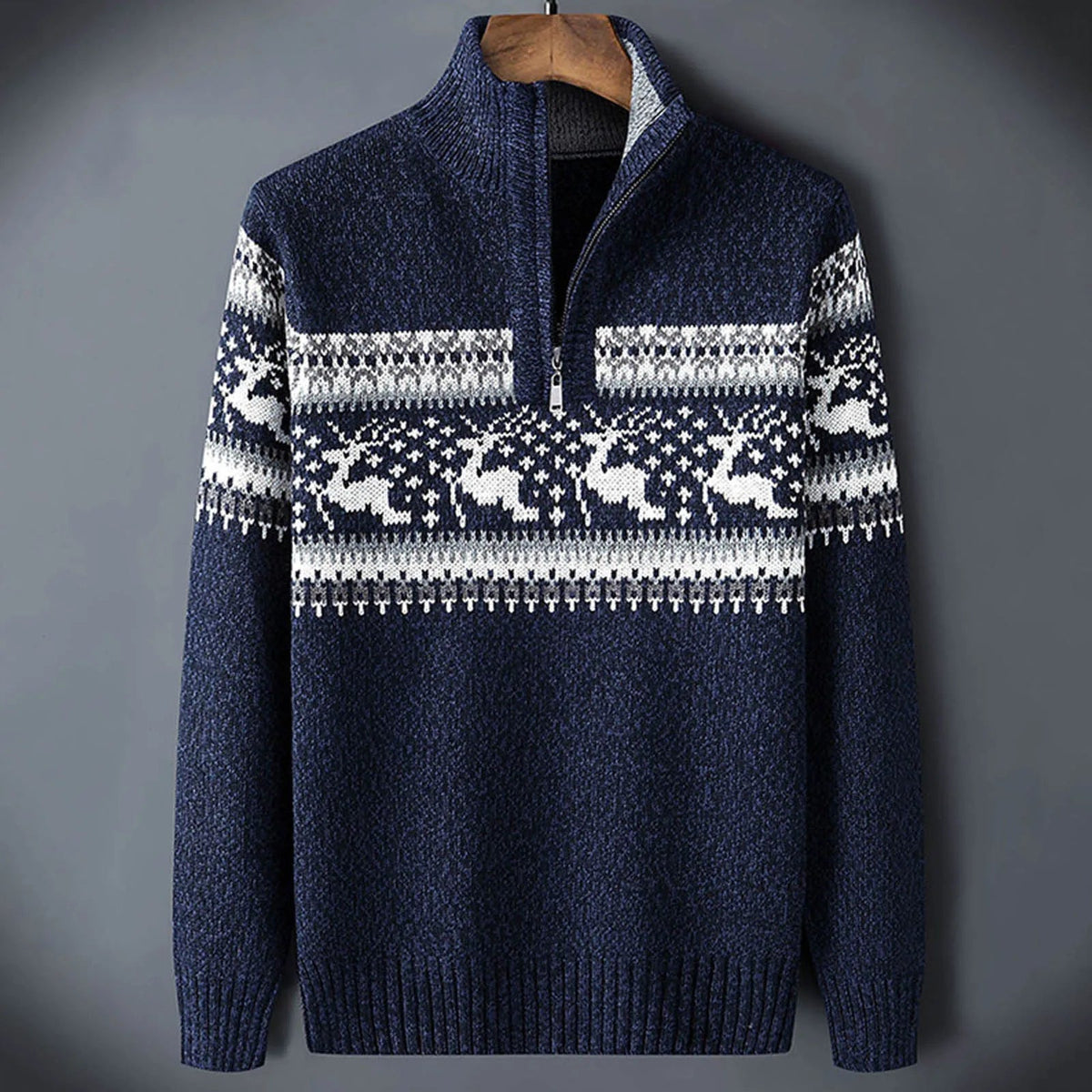 Men's Patterned Quarter Zip Sweater - VibreMode