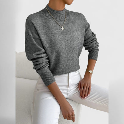 Ladies' Simple Crew Neck Pullover Sweater