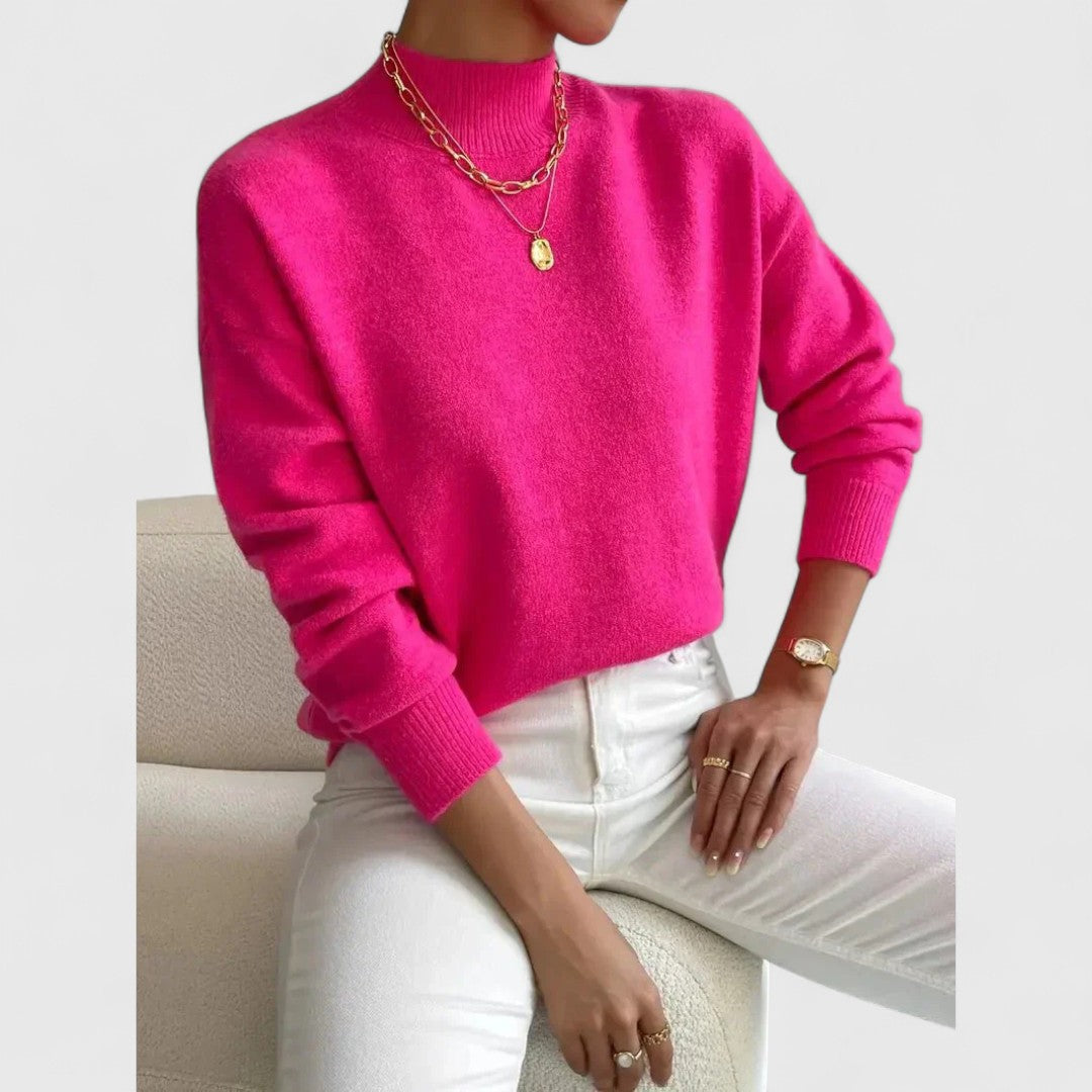 Ladies' Simple Crew Neck Pullover Sweater