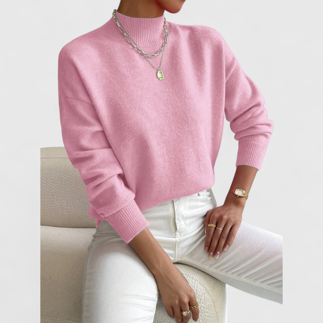 Ladies' Simple Crew Neck Pullover Sweater