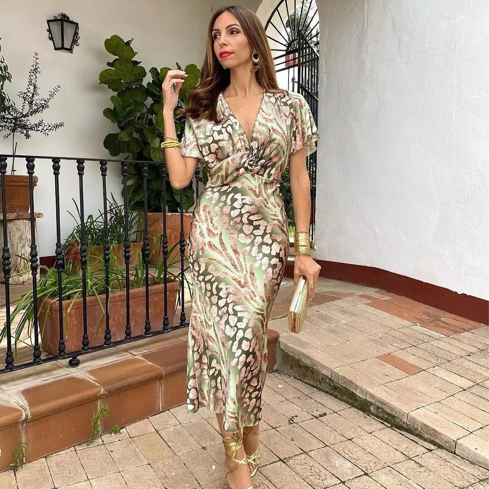Chic Floral Knee Length Dress