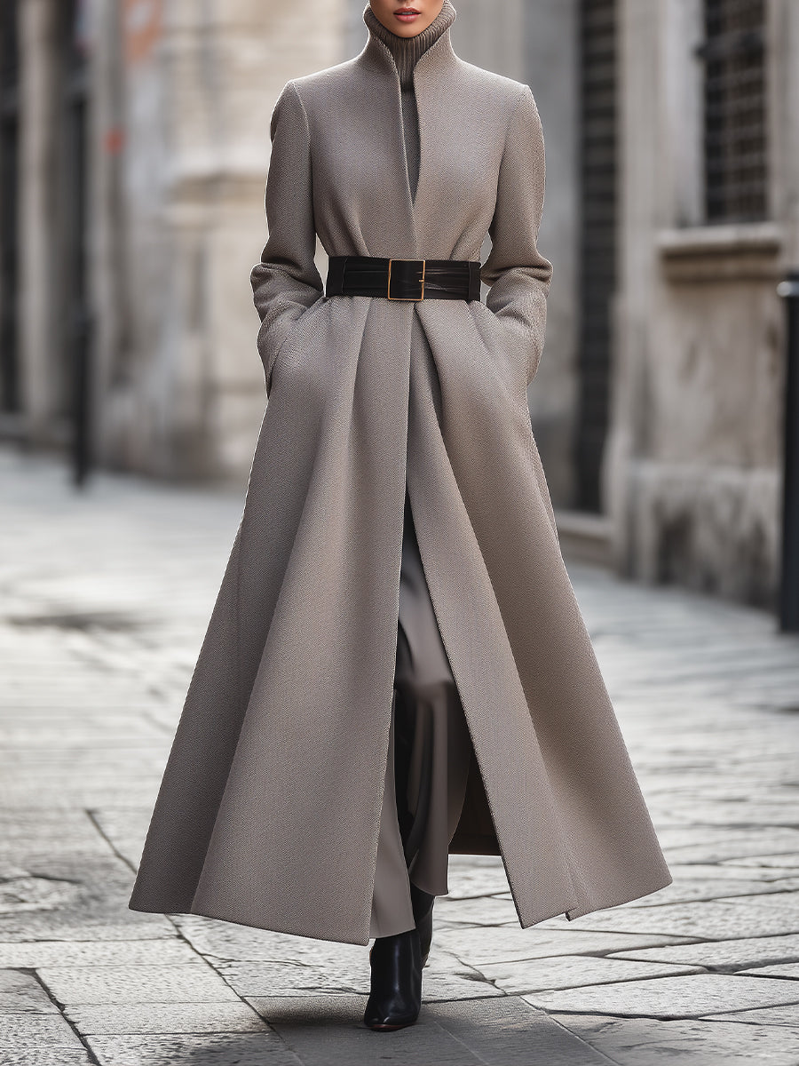 Women's Belted Long Coat - VibreMode