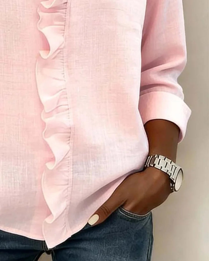 Image of Mariah | Women's Ruffle V-Neck Long Sleeve Blouse