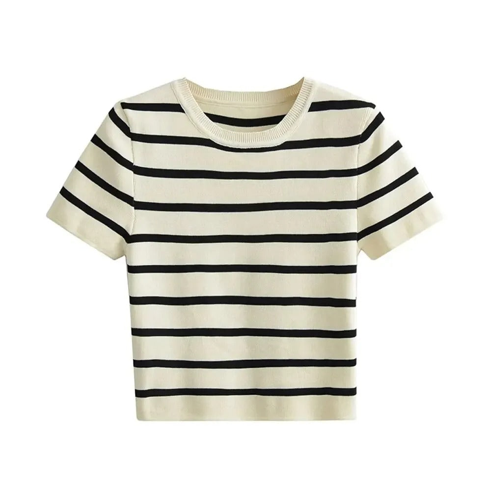 Women's Striped Cropped T-Shirt - VibreMode