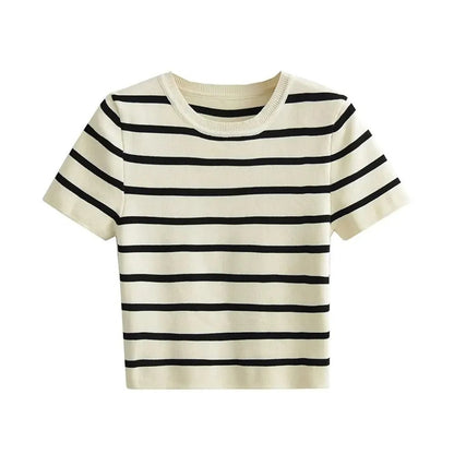 Women's Striped Cropped T-Shirt - VibreMode