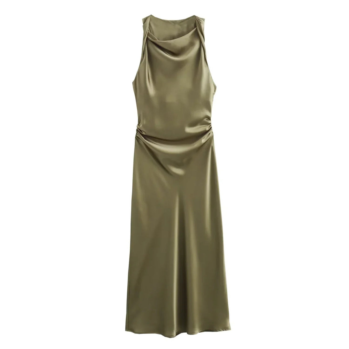 Image of Marjorie | Women's Sleeveless Ruched Midi Dress