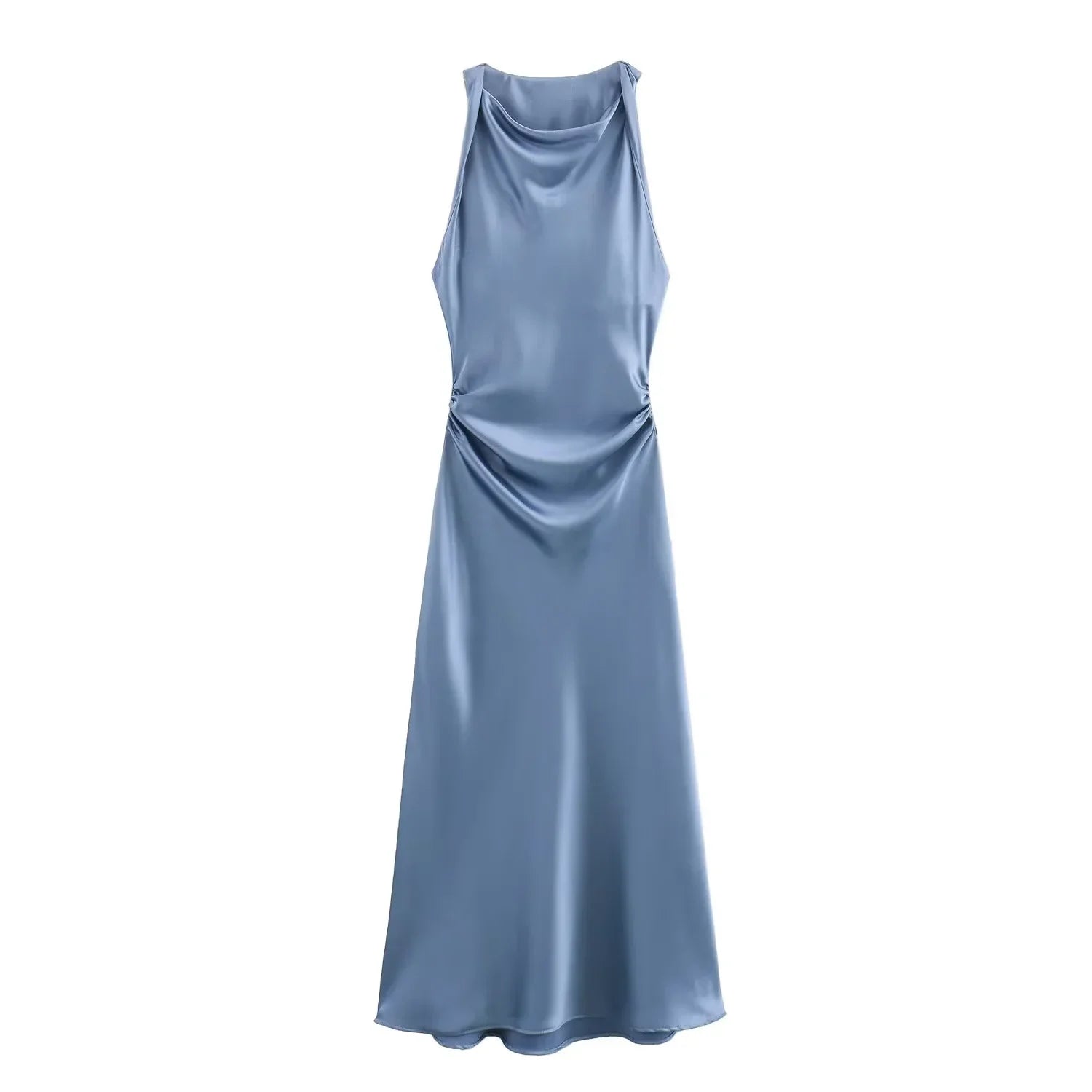 Women's Ruched Sleeveless Midi Dress - VibreMode