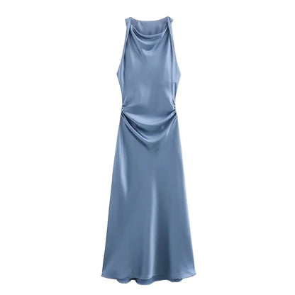 Women's Ruched Sleeveless Midi Dress - VibreMode
