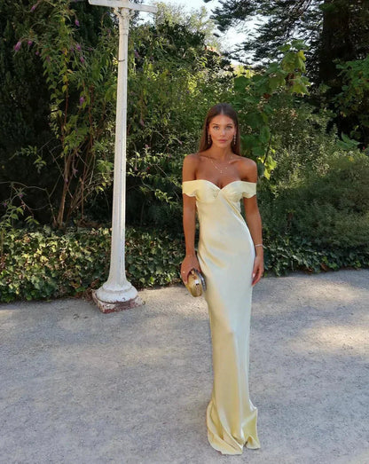 Women's Off-Shoulder Maxi Dress Yellow