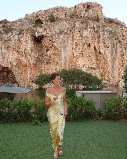 Women's Off-Shoulder Maxi Dress Yellow