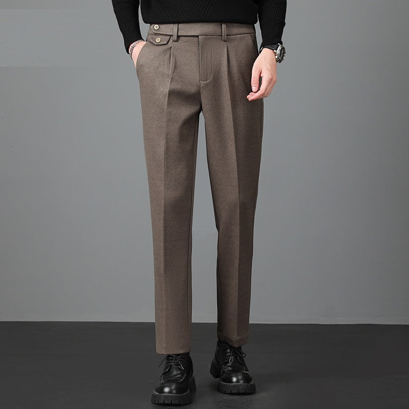 Men's Pleated Straight Leg Dress Pants - VibreMode