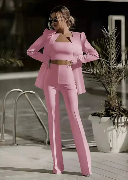 Women's Two Piece Pant Suit Blazer Set