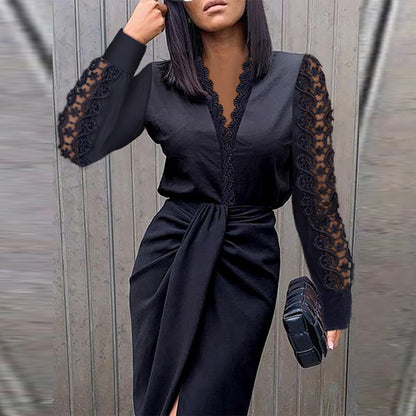 Women's V-Neck Midi Wrap Dress - VibreMode