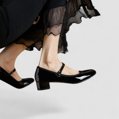 Women's Block Heel Mary Jane Shoes Closed-Toe