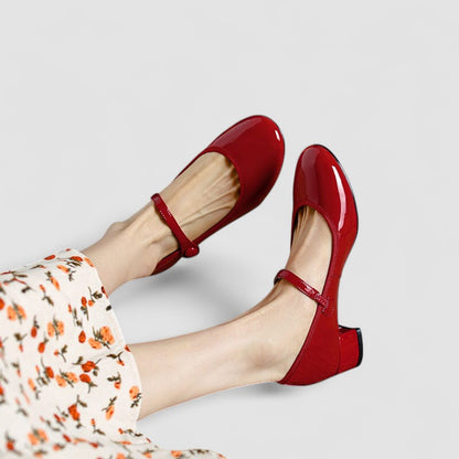 Women's Block Heel Mary Jane Shoes Closed-Toe