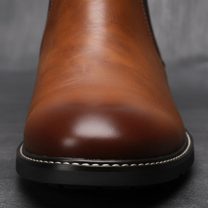 Men's Leather Chelsea Boots Durable Brown