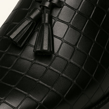 Men's Leather Slip-On Loafers Comfortable Black