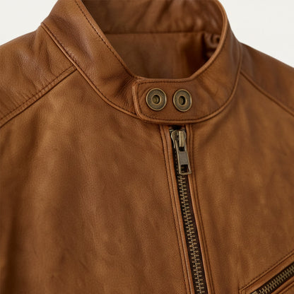 Men's Leather Biker Jacket Classic Motorcycle Style