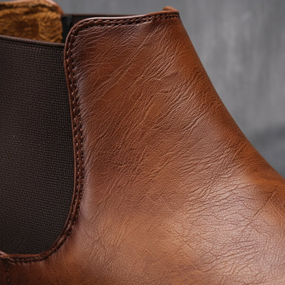 Men's Leather Chelsea Boots Durable Brown