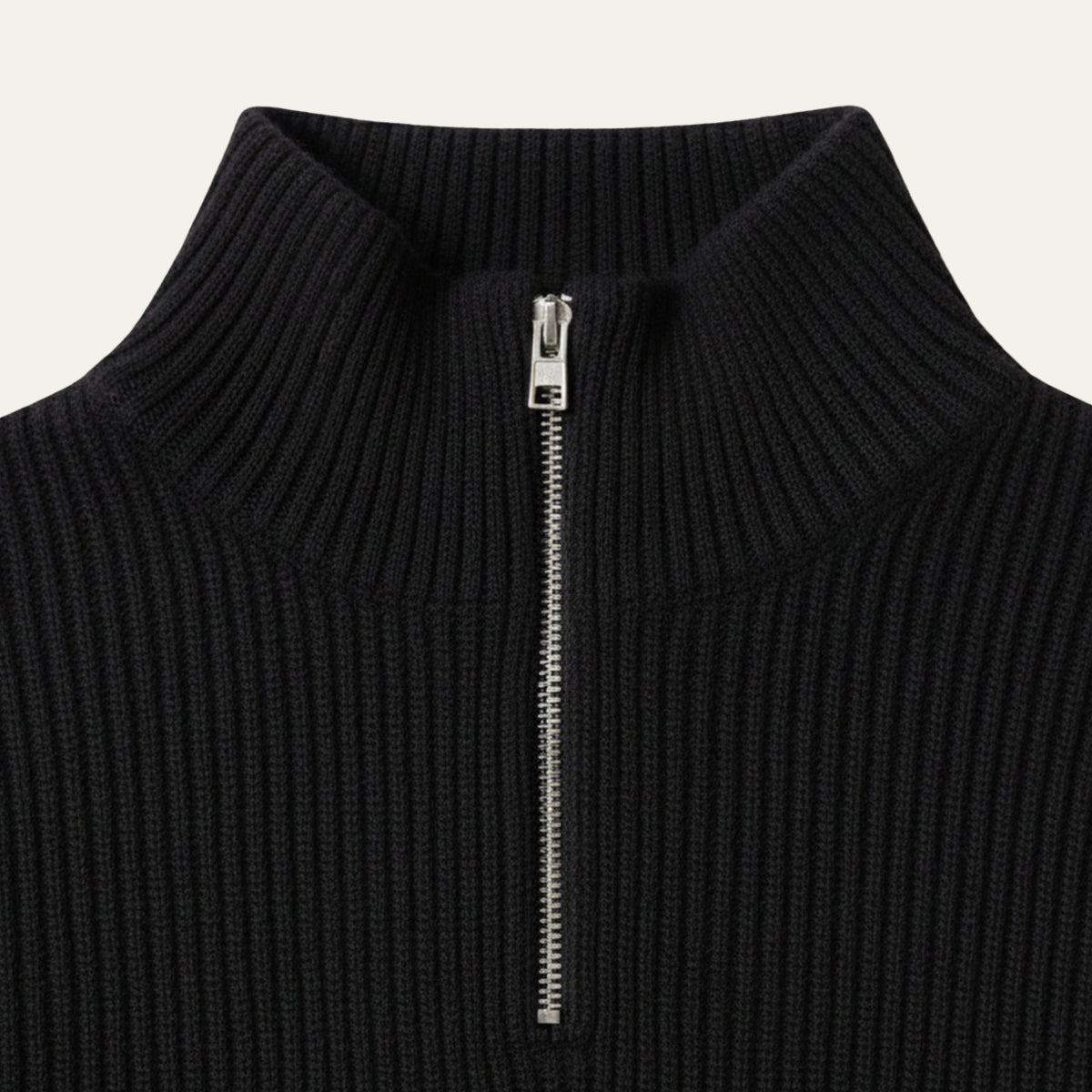 Men's Quarter Zip Ribbed Knit Sweater
