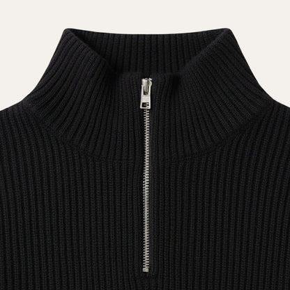 Men's Quarter Zip Ribbed Knit Sweater