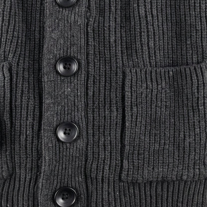 Men's Cotton Blend Cardigan Shawl Collar Chunky Knit