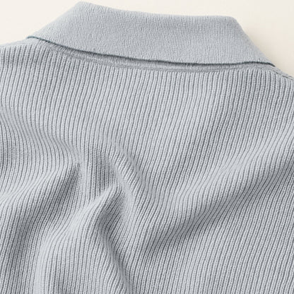 Men's Knitted Polo Sweater Long Sleeve Open Collar