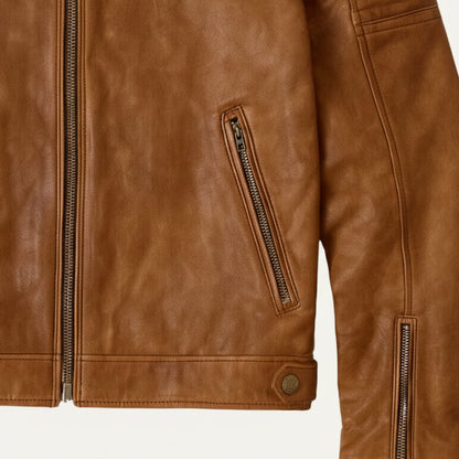 Men's Leather Biker Jacket Classic Motorcycle Style