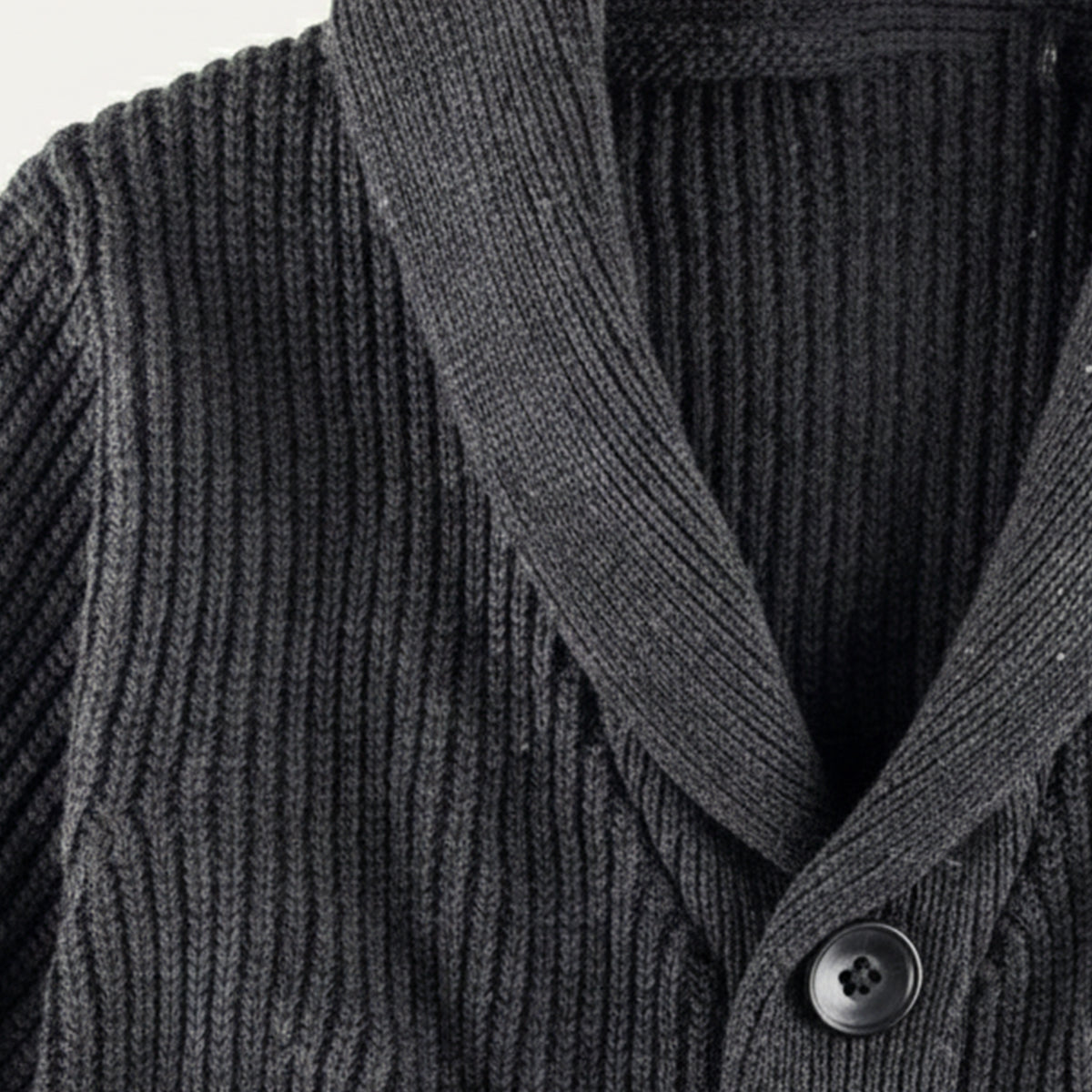 Men's Cotton Blend Cardigan Shawl Collar Chunky Knit