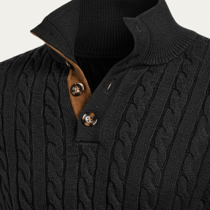 Men's Cable Knit Sweater Stand Collar