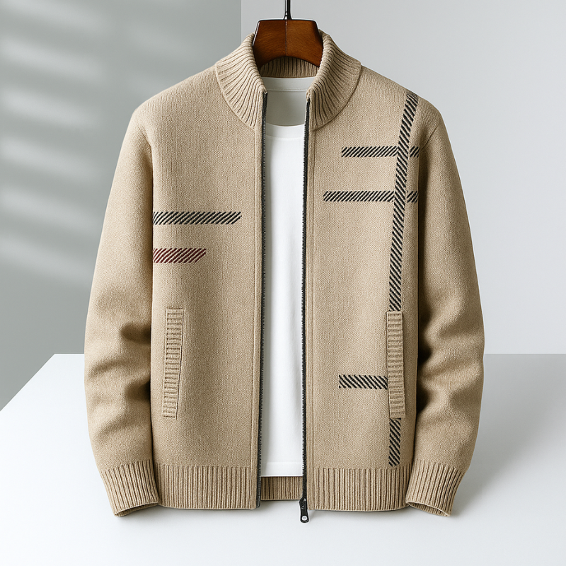 Image of Mathew | Men's Stand Collar Knit Zip-Up Jacket