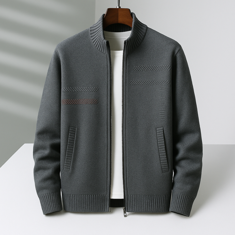Image of Mathew | Men's Stand Collar Knit Zip-Up Jacket