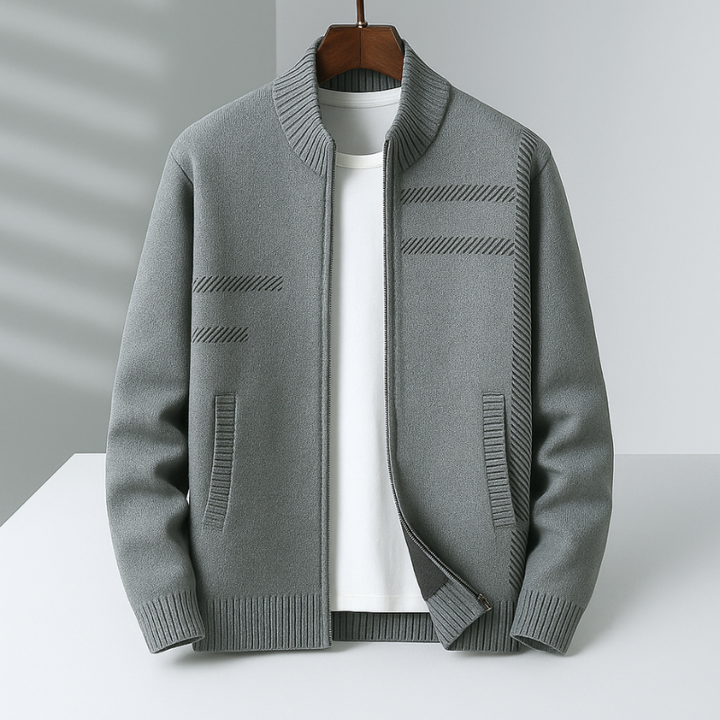 Image of Mathew | Men's Stand Collar Knit Zip-Up Jacket