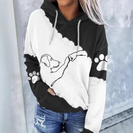 Cute Animal Print Ladies Hooded Sweatshirt
