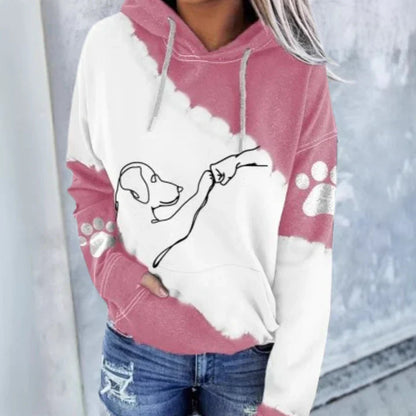 Cute Animal Print Ladies Hooded Sweatshirt