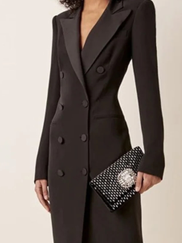 Women's V-Neck Maxi Dress Blazer Style