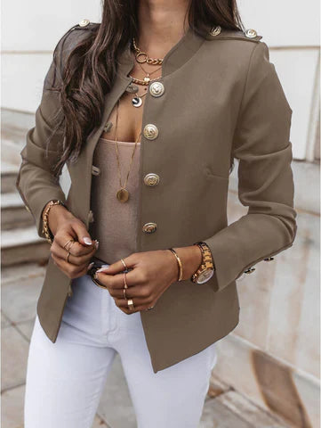 Image of Megan | Women's Button-Front Fitted Blazer Jacket
