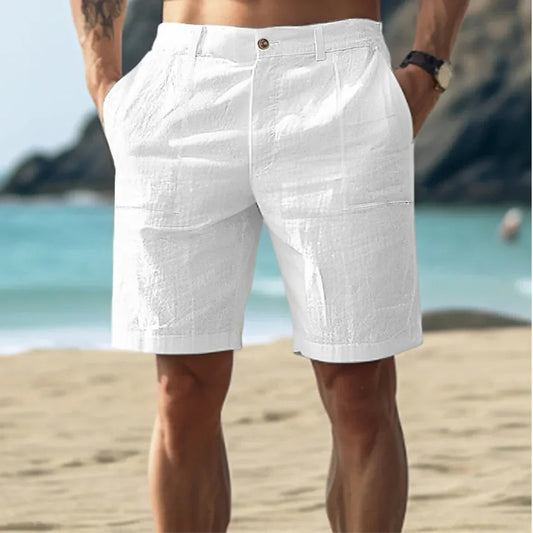 Men's Linen Shorts Lightweight Beige - VibreMode