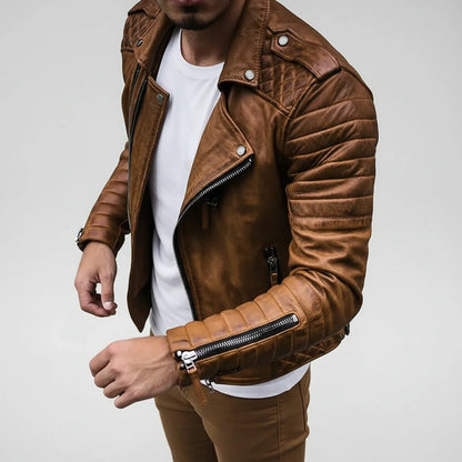 Men's Quilted Biker Leather Jacket