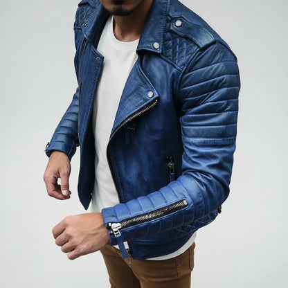 Men's Quilted Biker Leather Jacket