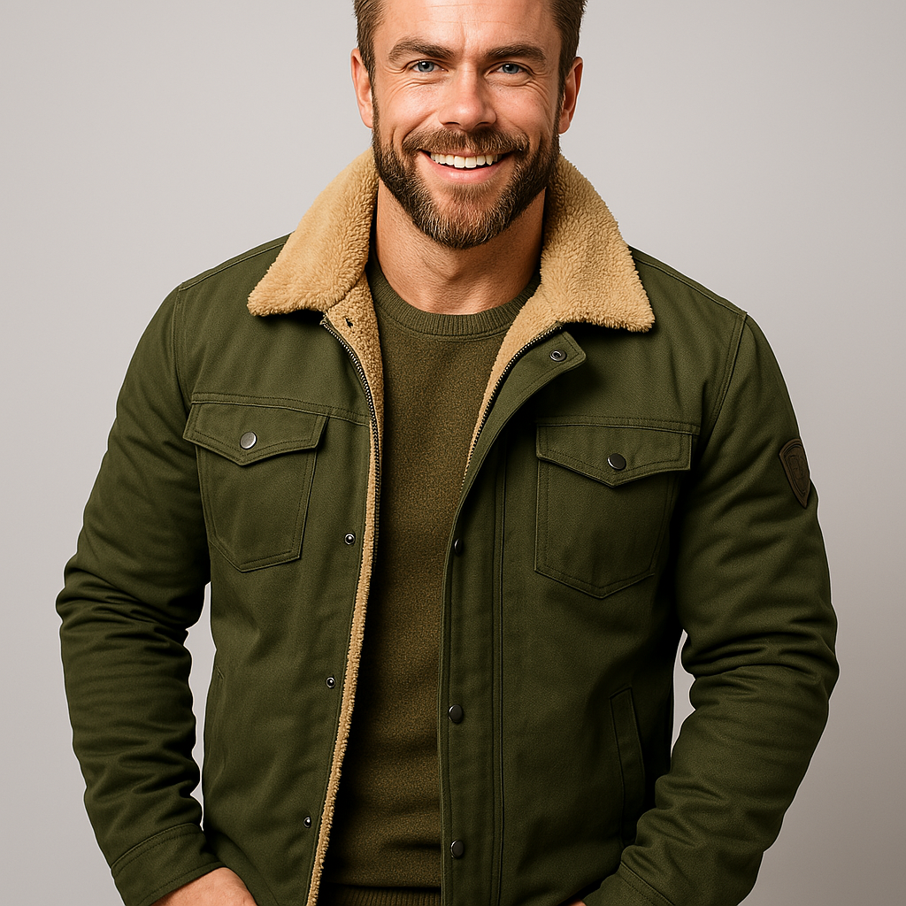 Men's Bomber Jacket Lined Warm Insulation Button Front