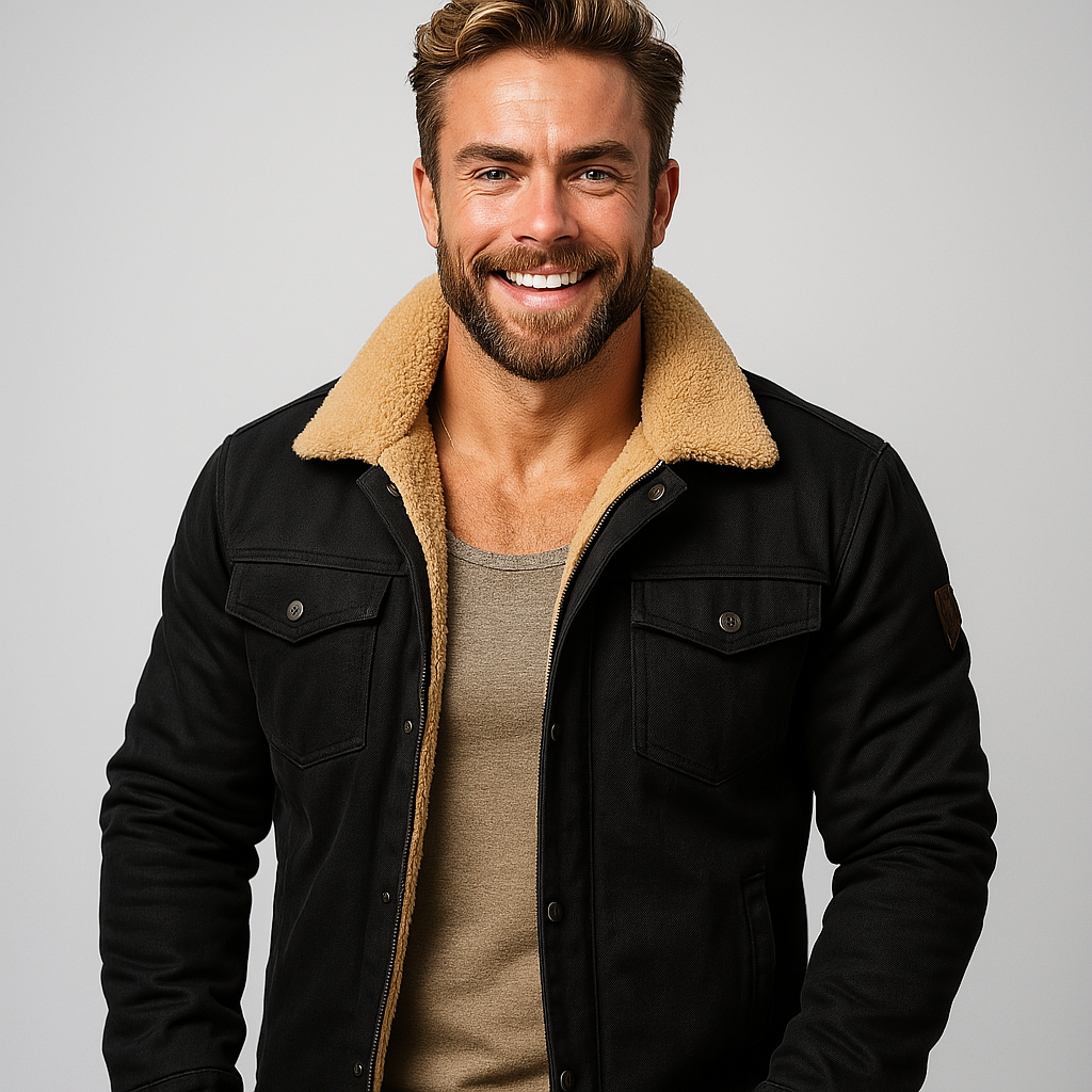 Men's Bomber Jacket Lined Warm Insulation Button Front