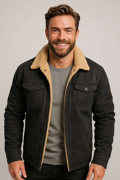 Men's Bomber Jacket Lined Warm Insulation Button Front