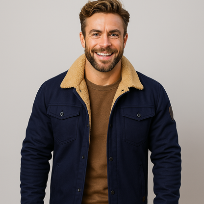 Men's Bomber Jacket Lined Warm Insulation Button Front