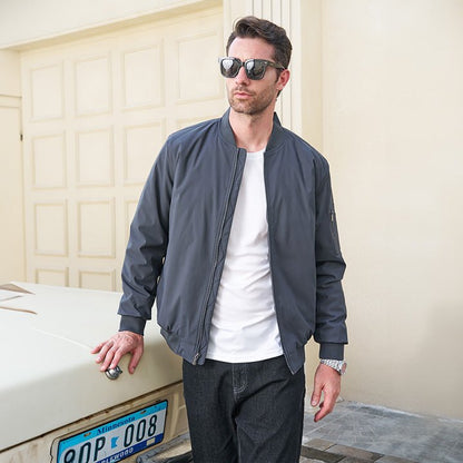 Men's Quilted Bomber Jacket Windproof Nylon Black