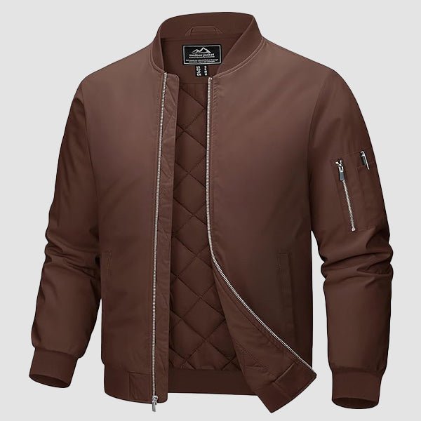 Men's Quilted Bomber Jacket Windproof Nylon Black