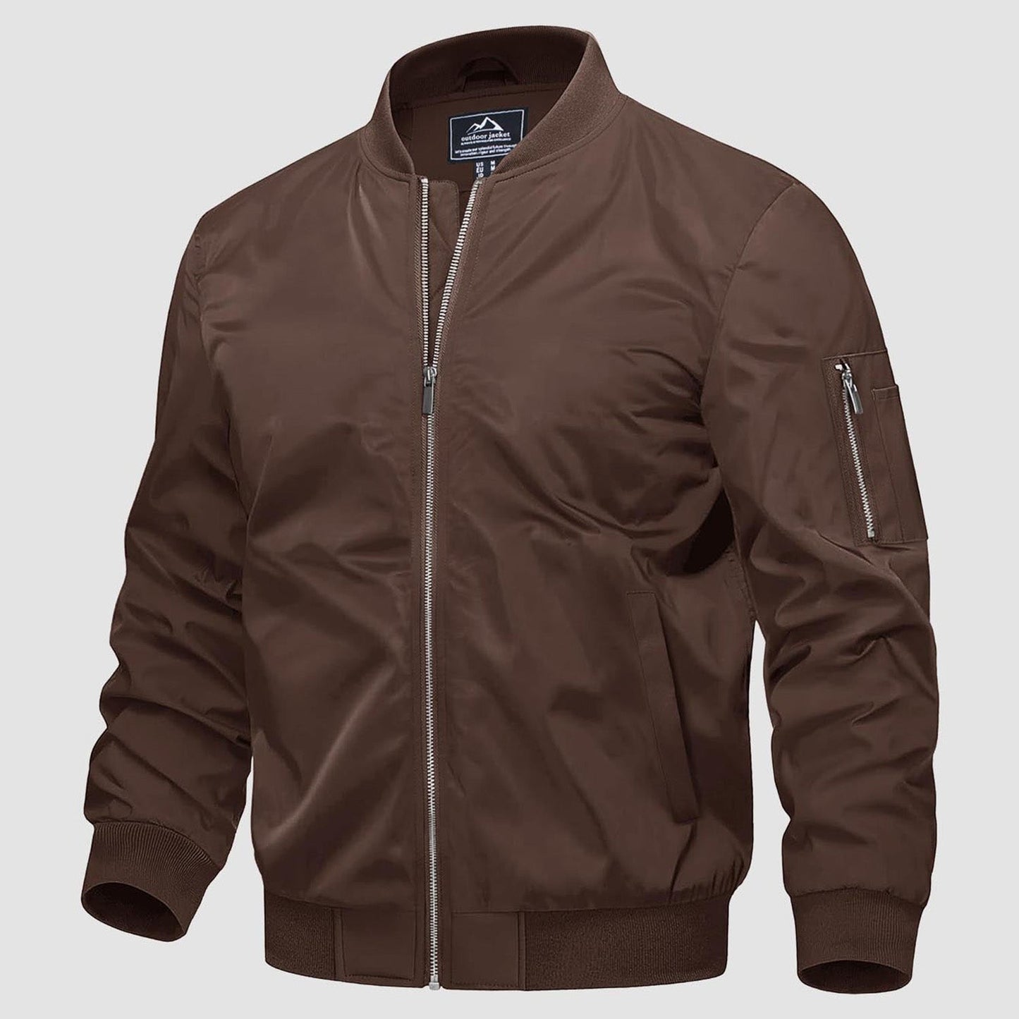 Men's Quilted Bomber Jacket Windproof Nylon Black