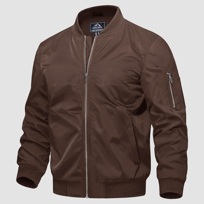 Men's Quilted Bomber Jacket Windproof Nylon Black